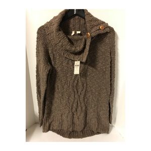 Anthropologie MOTH Cowl Neck Sweater, brown  size medium. 100% cotton- very soft